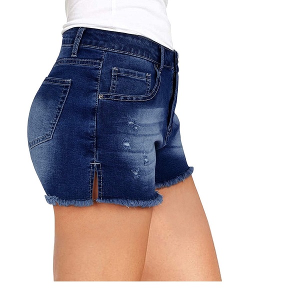 Distressed side-slit shorts - Picture 4 of 5